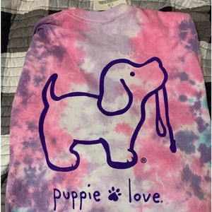 Women’s puppie love long sleeve tie-dye tshirt large. NWT. Paid 28